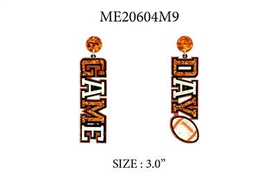 Orange & White Gameday Glitter Earring