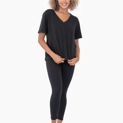 Cotton Blend V-Neck Tee: White