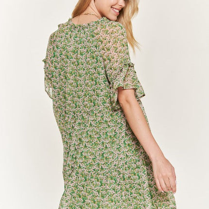 Floral print v-neck mini dress