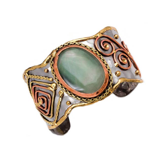Mixed Metal and Aventurine Stone Bracelet-50 off