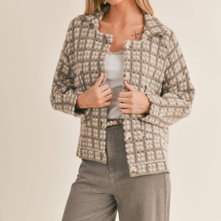 Houndstooth Sweater Jacket- 1 LEFT
