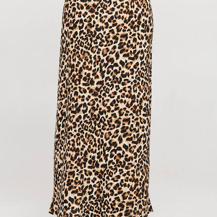 Leopard Print Maxi Skirt w Elastic Waist