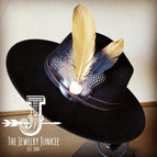 White Turquoise Black Leather Gold Feather