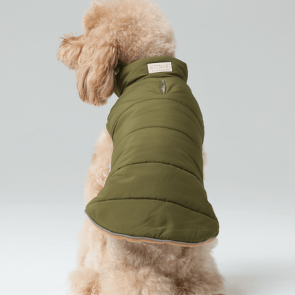 Reversible Dog Vest Jacket - Green Brown