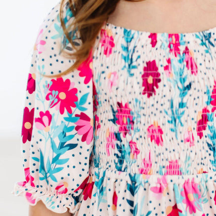 SALE Dots & Daisies Smocked Ruffle Dress