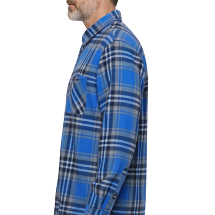 Men's Heathered Fleece Overshirt with Chest Pockets and Tortoise-shell patterned Buttons