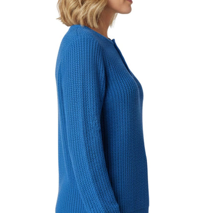 Women's Chic Henley Shaker-Knit Sweater for Women - Casual Long-Sleeve in Durable 100% Acrylic with 3-Button Placket