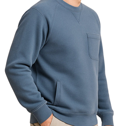 Mens 3-Pocket Fleece Sweatshirt with Raglan Seams, Chest Pocket and Tagless Neck