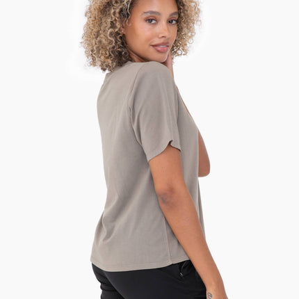 Cotton Blend V-Neck Tee: White