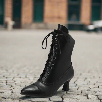 Women’s High Heel Martin Boots – British Style Motorcycle Fashion