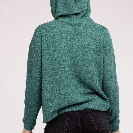 Hooded Brushed Melange Hacci Sweater