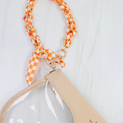 Orange & White Scarf Purse Chain