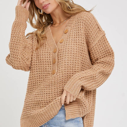 Ivory Waffle Knit Sweater
