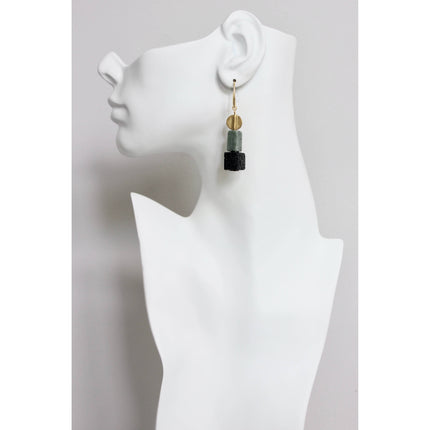 Lava rock and serpentine earrings