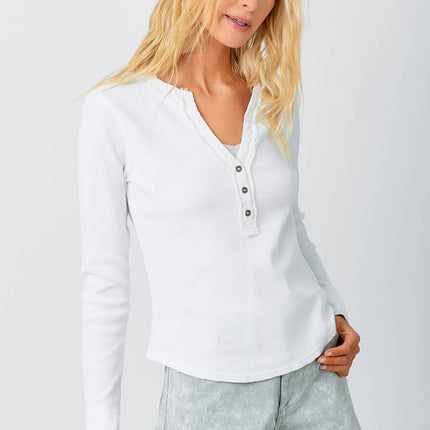 Off-White Washed Thermal Henley Top