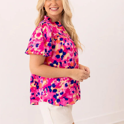 Pink & Purple Leopard Blouse