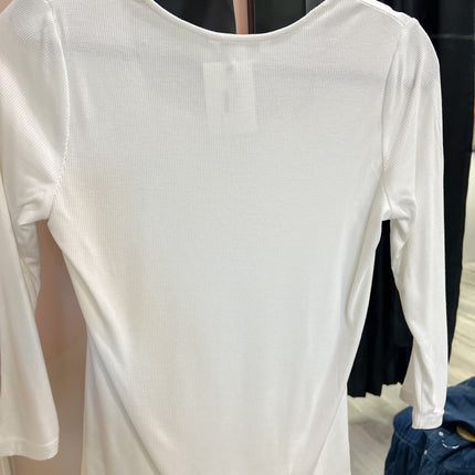 White Square Neck Long Sleeve Top