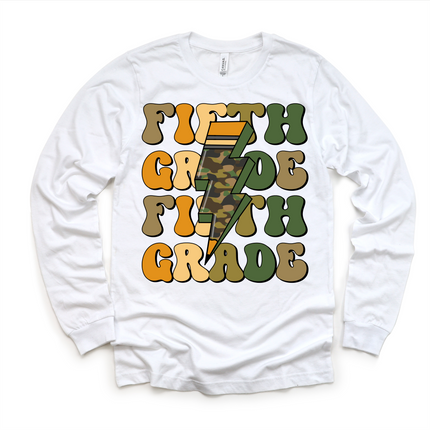 Fifth Grade Camo Lighting Bolt Shirt - Back To School Tee
