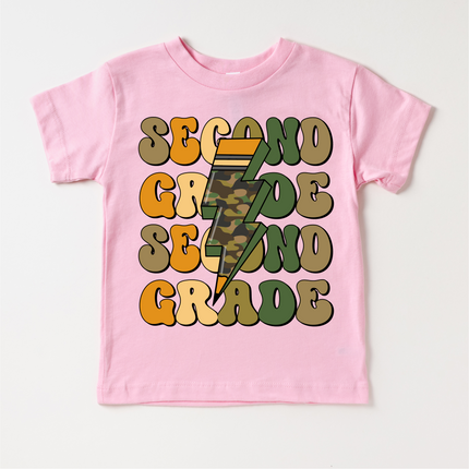 Second Grade Camo Lighting Bolt Shirt - Back To School Tee