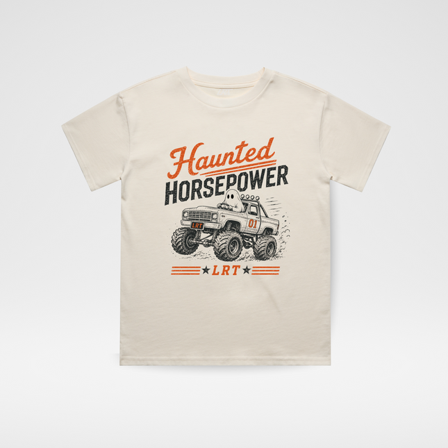 HAUNTED HORSEPOWER HALLOWEEN TEE - VINTAGE CREAM