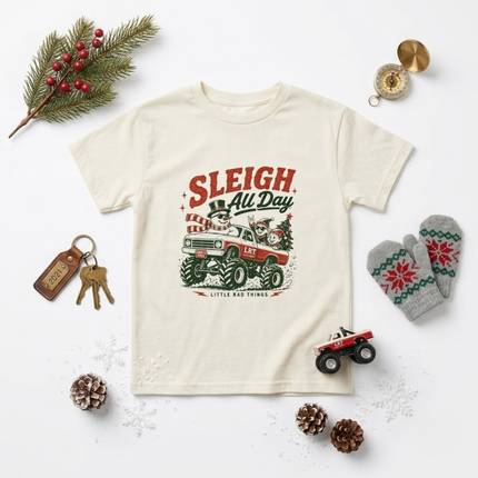 SLEIGH ALL DAY TODDLER CHRISTMAS MONSTER TRUCK TEE