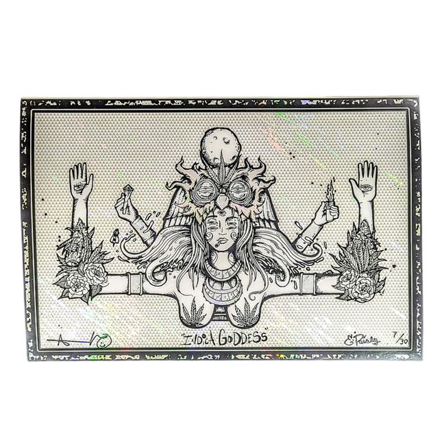 Aaron Brooks x Ellie Paisley "Indica Goddess (White Lava Foil)" Print