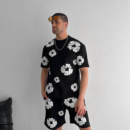 Abstract Bloom Print Men's Co-ord Set – Vibrant Floral Streetwear for Summer