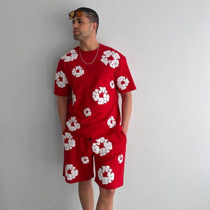Abstract Bloom Print Men's Co-ord Set – Vibrant Floral Streetwear for Summer