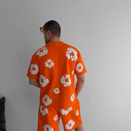 Abstract Bloom Print Men's Co-ord Set – Vibrant Floral Streetwear for Summer