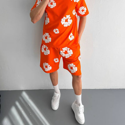 Abstract Bloom Print Men's Co-ord Set – Vibrant Floral Streetwear for Summer