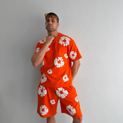 Abstract Bloom Print Men's Co-ord Set – Vibrant Floral Streetwear for Summer