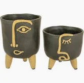 2-Piece Abstract Face Planter Set