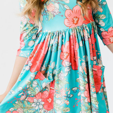 SALE After the Rain 3/4 Sleeve Pocket Twirl Dress