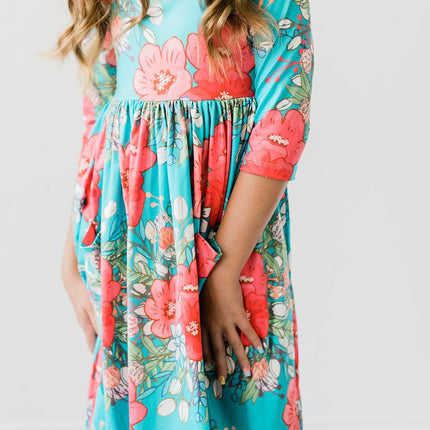 SALE After the Rain 3/4 Sleeve Pocket Twirl Dress