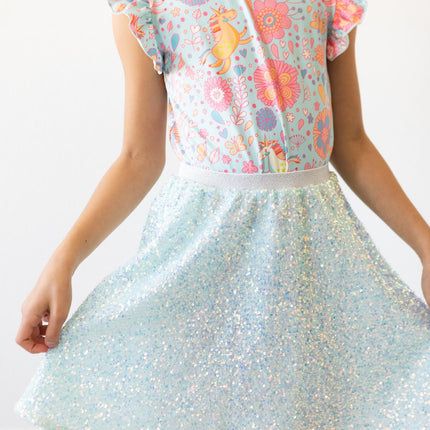 Aqua Sequin Twirl Skort