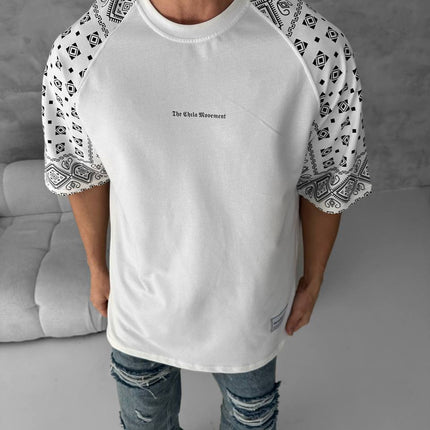 Artistic Graphic Cotton T-Shirt / Figure with Rug Print Tee