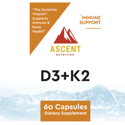 D3 + K2, 60 Capsules, 125 mcg D3 + 100 mcg K2