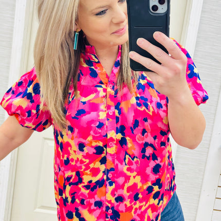 Pink & Purple Leopard Blouse