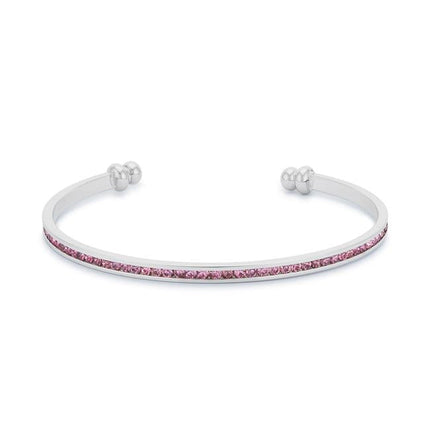 Bonnie 0.8ct Pink Crystals With White Gold Rhodium Channel Set Cuff
