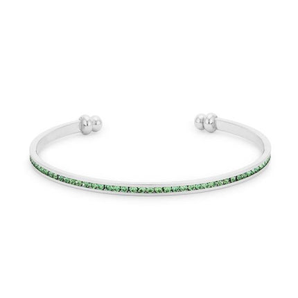 Bonnie 0.8ct Peridot Green Crystals With White Gold Rhodium Channel Set Cuff