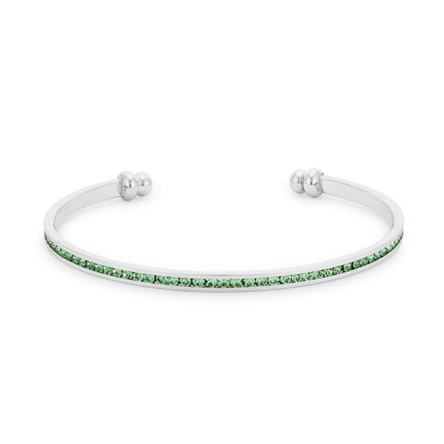 Bonnie 0.8ct Peridot Green Crystals With White Gold Rhodium Channel Set Cuff