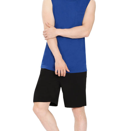 Mens Cotton Knit Shorts with Elastic Waistband and Inner Drawstrings