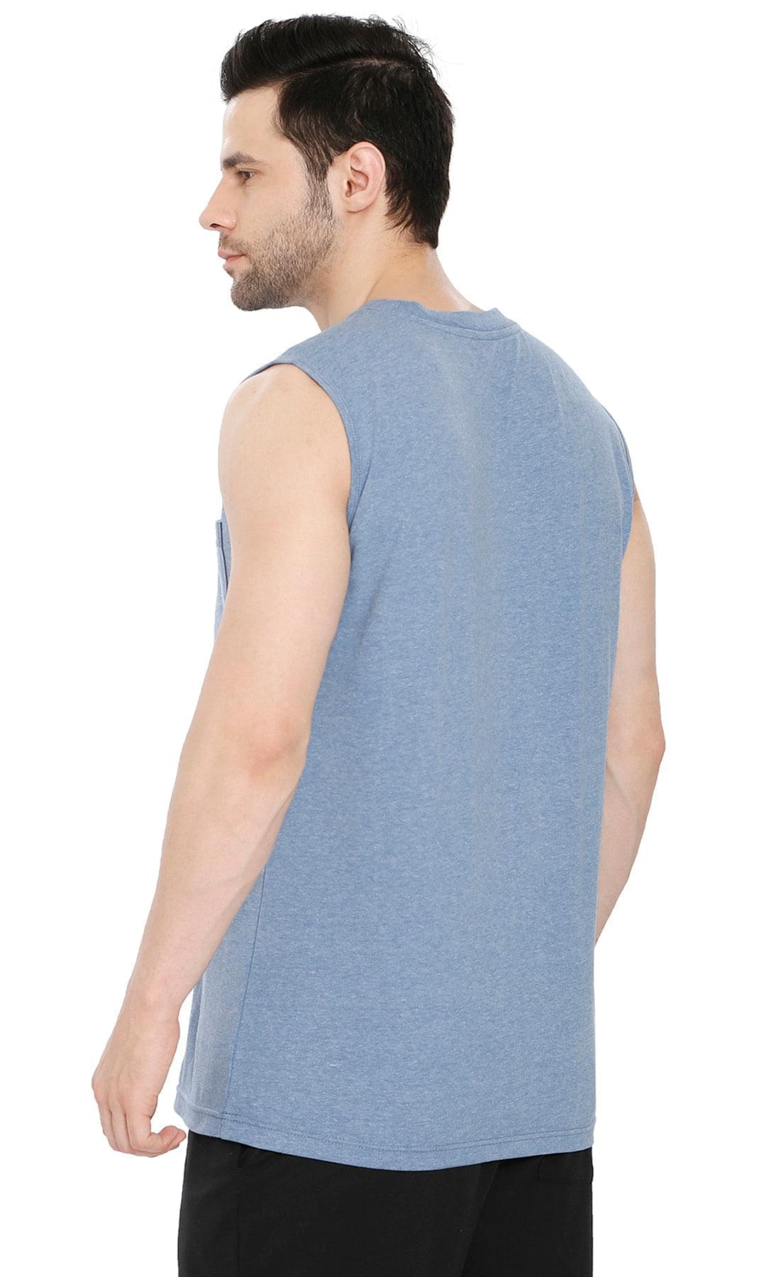 Mens Sleeveless T-Shirt with Pocket - A No Cling Comfort Fit Tank