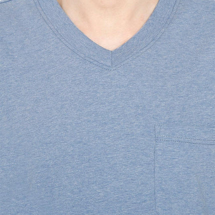 Men’s Short Sleeve Relaxed Fit V-Neck T-Shirt in Cotton Blend with Pocket