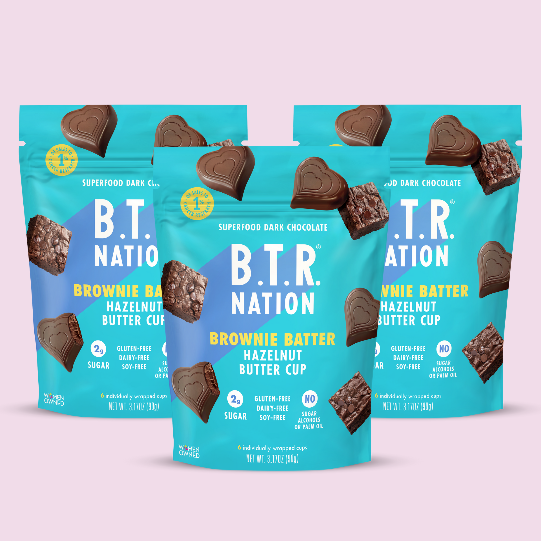 PRE-ORDER: Dark Chocolate Brownie Batter Hazelnut Butter Hearts (3 Bags)