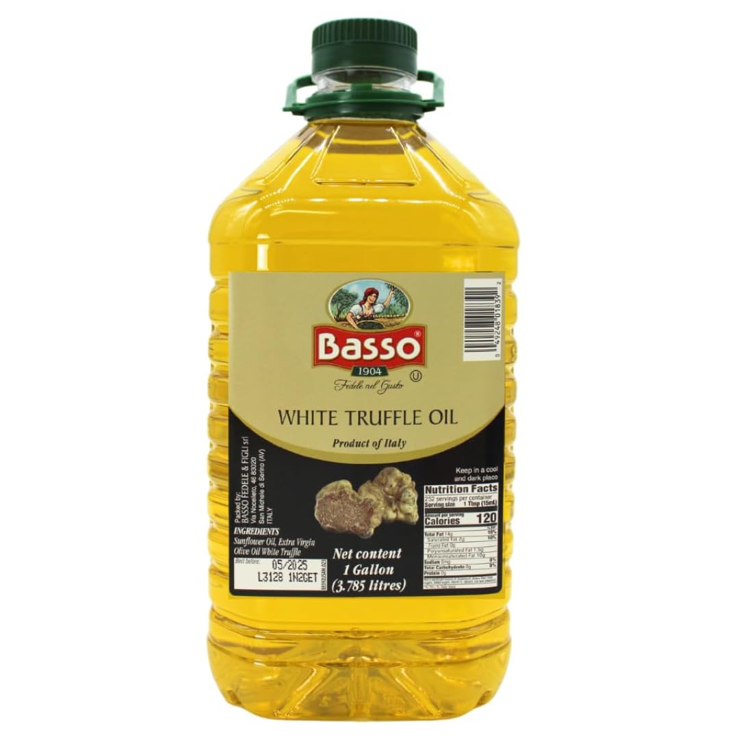 Basso 1904, White Truffle Infused Extra Virgin Olive Oil – 1 Gallon (3.8 L)
