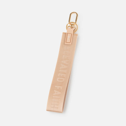 Beige Oversized Logo Keychain