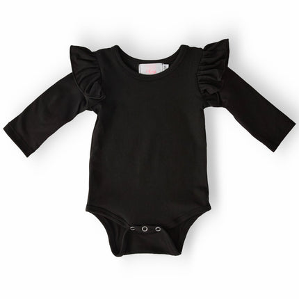 Black L/S Flutter Bodysuit