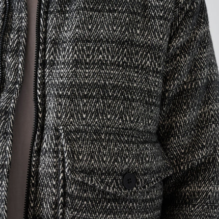 Black-White Patterned Wool-Like Oversized Men’s Jacket