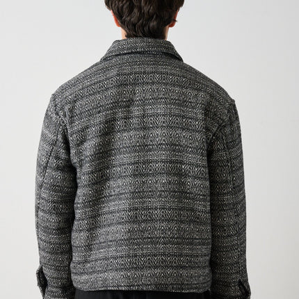 Black-White Patterned Wool-Like Oversized Men’s Jacket